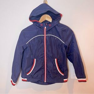 TOMMY HILFIGER | rare navy blue logo graphic print zip up raincoat jacket